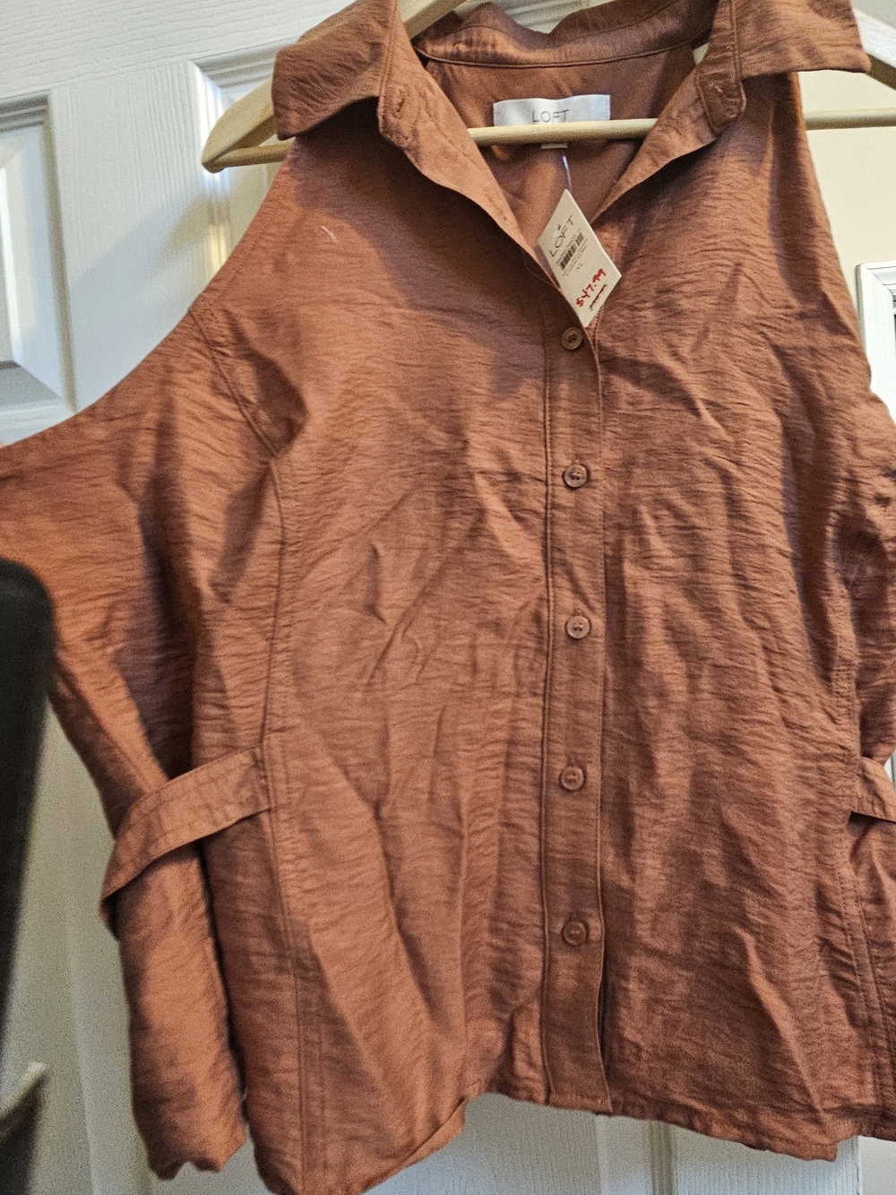 LOFT Rust-Colored Button-Front Collared Women's Top